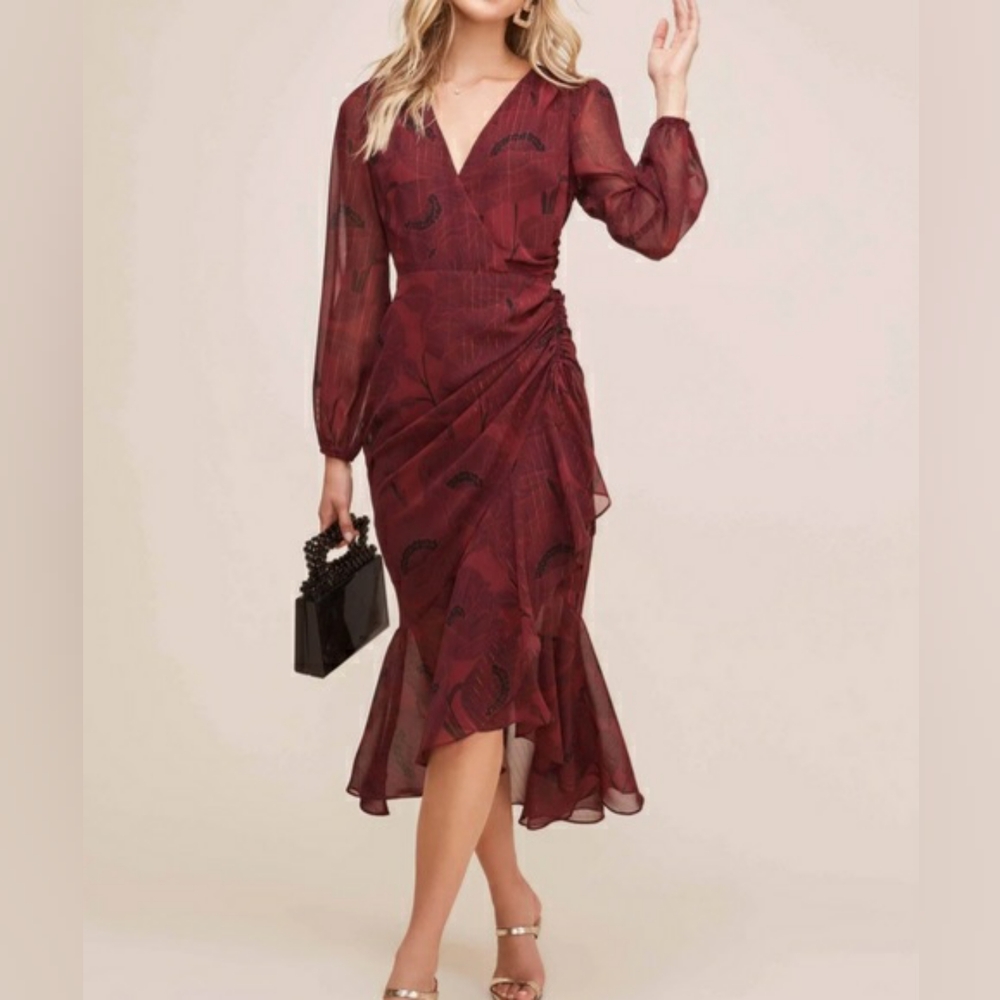 Astr Burgundy Midi Dress